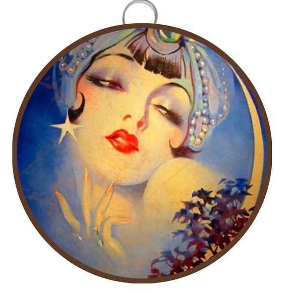 Other - Art Deco Style Wall Hanging with Red and Blue Accents